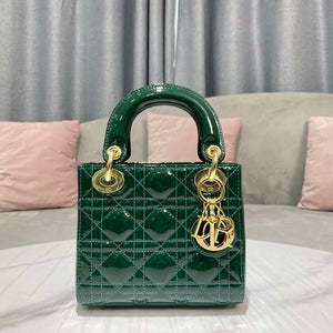 Dior M0505 Mini Lady Dior Bag Dark Green Patent Cannage Calfskin - Default Title - View 2