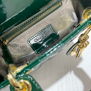Dior M0505 Mini Lady Dior Bag Dark Green Patent Cannage Calfskin - Default Title - View 9