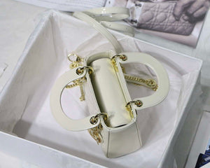 Dior M0505 Mini Lady Dior Bag White Patent Cannage Calfskin - Default Title - View 8