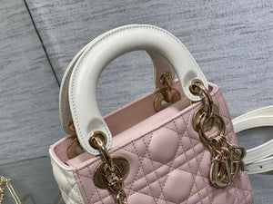 Dior M0505 Mini Lady Dior Bag Pink& White Calfskin - Default Title - View 2
