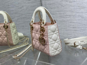 Dior M0505 Mini Lady Dior Bag Pink& White Calfskin - Default Title - View 6