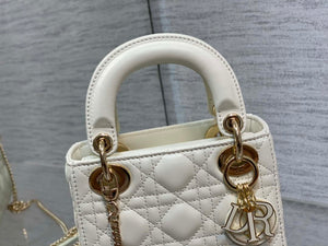 Dior M0505 Mini Lady Dior Bag White Calfskin with enamel buckle - Default Title - View 3