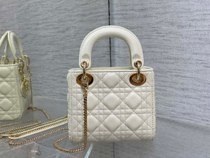 Dior M0505 Mini Lady Dior Bag White Calfskin with enamel buckle - Default Title - View 5