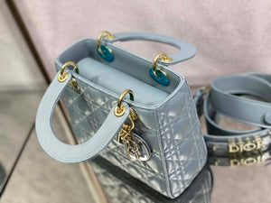 Dior M0531 Small Lady Dior Bag Blue Cannage with Blue enamel buckle - Default Title - View 6