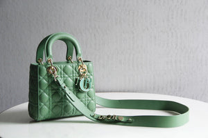 Dior M0531 Small Lady Dior Bag Green Cannage with Green enamel buckle - Default Title - View 1