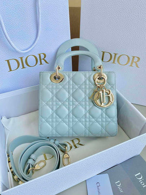 Dior M0531 Small Lady Dior Bag Light Blue Cannage Lambskin - Default Title - View 1