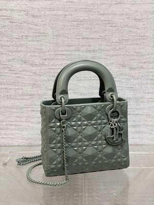 Dior M0538 Small Lady Dior Bag Matte Gray Cannage Calfskin with Diamond Motif - Small 20 cm - View 10