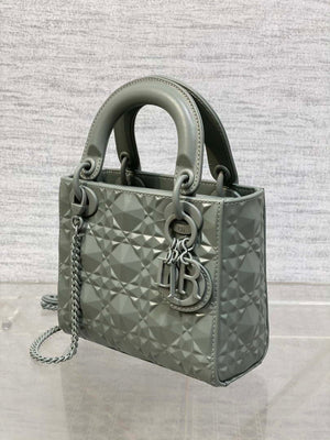 Dior M0538 Small Lady Dior Bag Matte Gray Cannage Calfskin with Diamond Motif - Small 20 cm - View 15