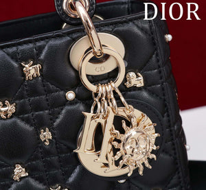 Dior M0538 Small Lady Dior My ABCDior Bag Black Cannage Lambskin with Gold-Finish - Default Title - View 6