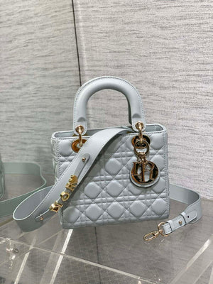 Dior M0538 Small Lady My ABCDior Bag Lake blue Cannage Lambskin - Default Title - View 1