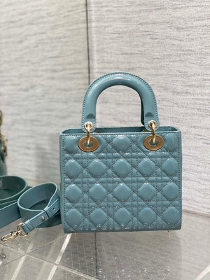 Dior M0538 Small Lady My ABCDior Bag Lake Blue Patent Cannage Calfskin - Default Title - View 4