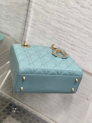 Dior M0538 Small Lady My ABCDior Bag Lake Blue Patent Cannage Calfskin - Default Title - View 6