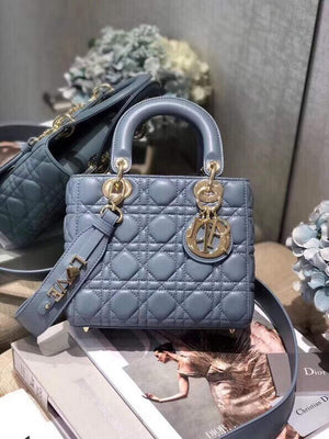Dior Small Lady My ABCDior Bag Lambskin M0538 Blue - Default Title - View 1
