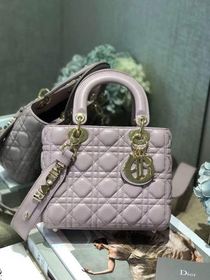Dior Small Lady My ABCDior Bag Lambskin M0538 Light Purple - Default Title - View 1