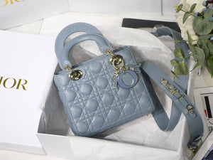 Dior Small Lady My ABCDior Bag Lambskin M0538 logo blue - Default Title - View 1
