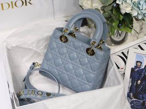 Dior Small Lady My ABCDior Bag Lambskin M0538 logo blue - Default Title - View 6
