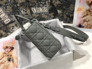 Dior Small Lady My ABCDior Bag Lambskin M0538 logo gray - Default Title - View 3