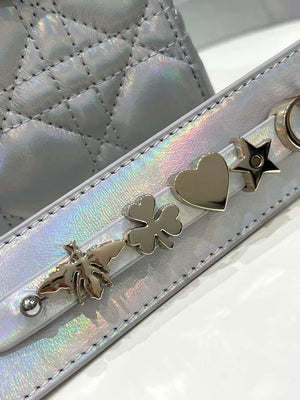 Dior M0538 Small Lady My ABCDior Bag Metallic Silver-Tone Cannage Calfskin - Default Title - View 3