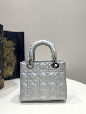 Dior M0538 Small Lady My ABCDior Bag Metallic Silver-Tone Cannage Calfskin - Default Title - View 7