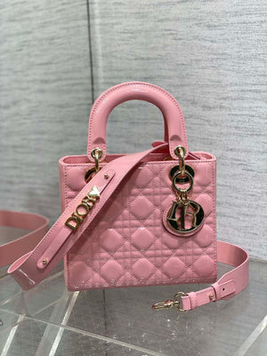 Dior M0538 Small Lady My ABCDior Bag peony Pink Patent Cannage Calfskin - Default Title - View 1