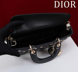 Dior M0540 Medium Lady D-Joy Bag Black Cannage Lambskin with Gold-Finish Sun Studs - Default Title - View 5