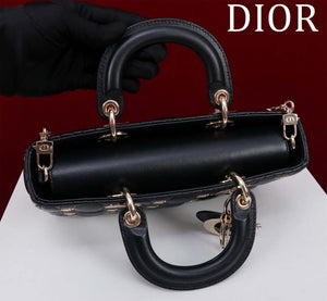 Dior M0540 Medium Lady D-Joy Bag Black Cannage Lambskin with Gold-Finish Sun Studs - Default Title - View 6