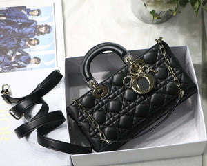 Dior M0540 Medium Lady D-Joy Bag Black Cannage Lambskin With Heart Motif - Default Title - View 1