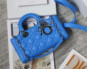 Dior M0540 Medium Lady D-Joy Bag Blue Cannage Lambskin With Heart Motif - Default Title - View 2