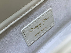 Dior M0540 Medium Lady D-Joy Bag White Cannage Lambskin with Gold-Finish Butterfly Studs - Default Title - View 5