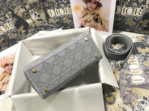 Dior M0565 Lady Dior Medium Tote Bag M950 Gray - Voguebags