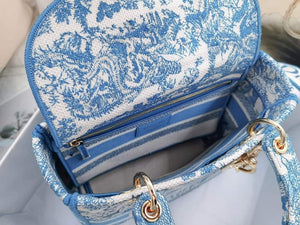 Dior M0565 Medium Lady D-Life Bag Cornflower Blue Toile de Jouy Embroidery - Default Title - View 9