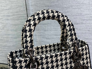 Dior M0565 Medium Lady D-Life Bag Black and White Houndstooth Embroidery - Default Title - View 4
