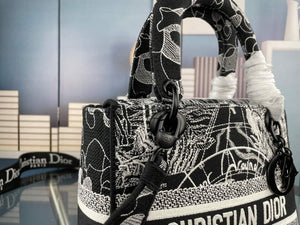Dior M0565 Medium Lady D-Life Bag Black Cupidon Embroidery - Default Title - View 6