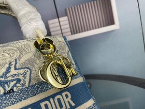Dior M0565 Medium Lady D-Life Bag Blue Toile de Jouy Embroidery - Default Title - View 6