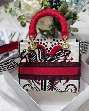 Dior M0565 Medium Lady D-Life Bag Latte Multicolor Cupidon Embroidery - Default Title - View 6