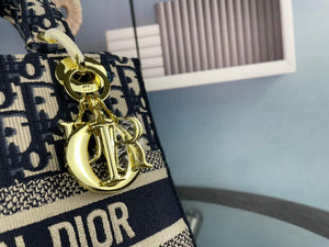 Dior M0565 Medium Lady D-Life Bag Oblique Jacquard Navy Blue - Default Title - View 5