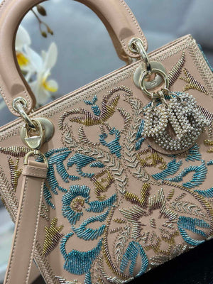 Dior M0565 Medium Lady D-Lite Bag Embroidery floral beads M1062 - Default Title - View 5