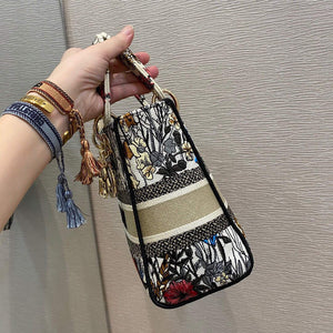 Dior M0565 Medium Lady D-lite Embroidery Bag Black red - Default Title - View 5
