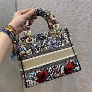 Dior M0565 Medium Lady D-lite Embroidery Bag Black red - Default Title - View 6