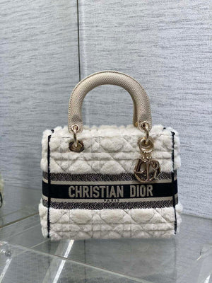 Dior M0565 Medium Lady D-Lite Wool Beige with Black M1035 - Default Title - View 2
