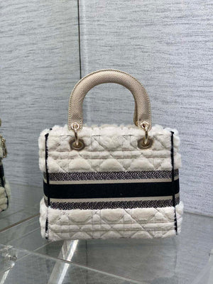 Dior M0565 Medium Lady D-Lite Wool Beige with Black M1035 - Default Title - View 5