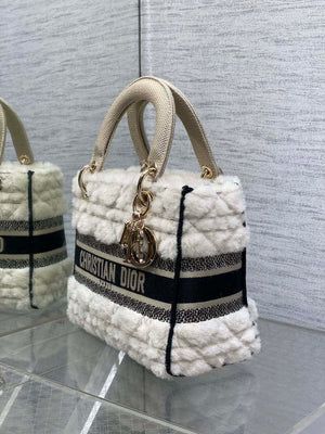 Dior M0565 Medium Lady D-Lite Wool Beige with Black M1035 - Default Title - View 6