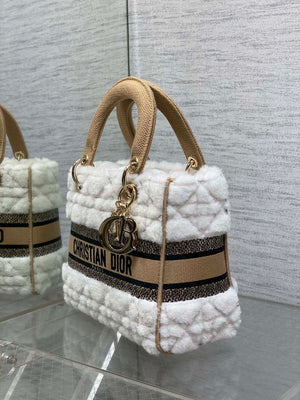 Dior M0565 Medium Lady D-Lite Wool Beige with Brown M1036 - Default Title - View 6