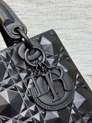 Dior M0565 Medium Lady Dior Bag Black Cannage Calfskin with Diamond Motif - Medium 24cm - View 13