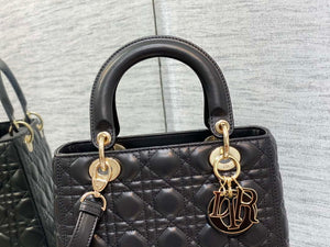 Dior M0565 Medium Lady Dior Bag Black Cannage Lambskin Enamel Hardware - Default Title - View 2