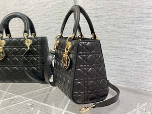 Dior M0565 Medium Lady Dior Bag Black Cannage Lambskin Enamel Hardware - Default Title - View 6