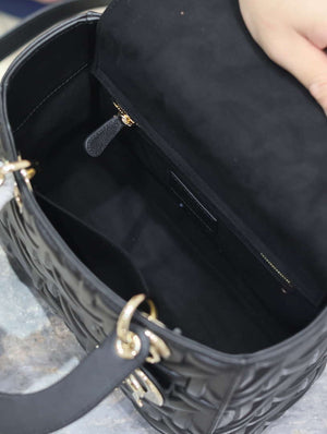 Dior M0565 Medium Lady Dior Bag Black Graphic Cannage Calfskin - Default Title - View 9