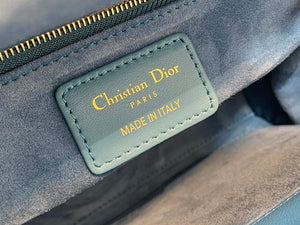 Dior M0565 Medium Lady Dior Bag Blue Cannage Lambskin Gold - Default Title - View 9