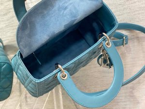Dior M0565 Medium Lady Dior Bag Blue Cannage Lambskin Silver - Default Title - View 8