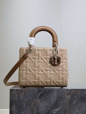 Dior M0565 Medium Lady Dior Bag Brown Graphic canvas - Default Title - View 1